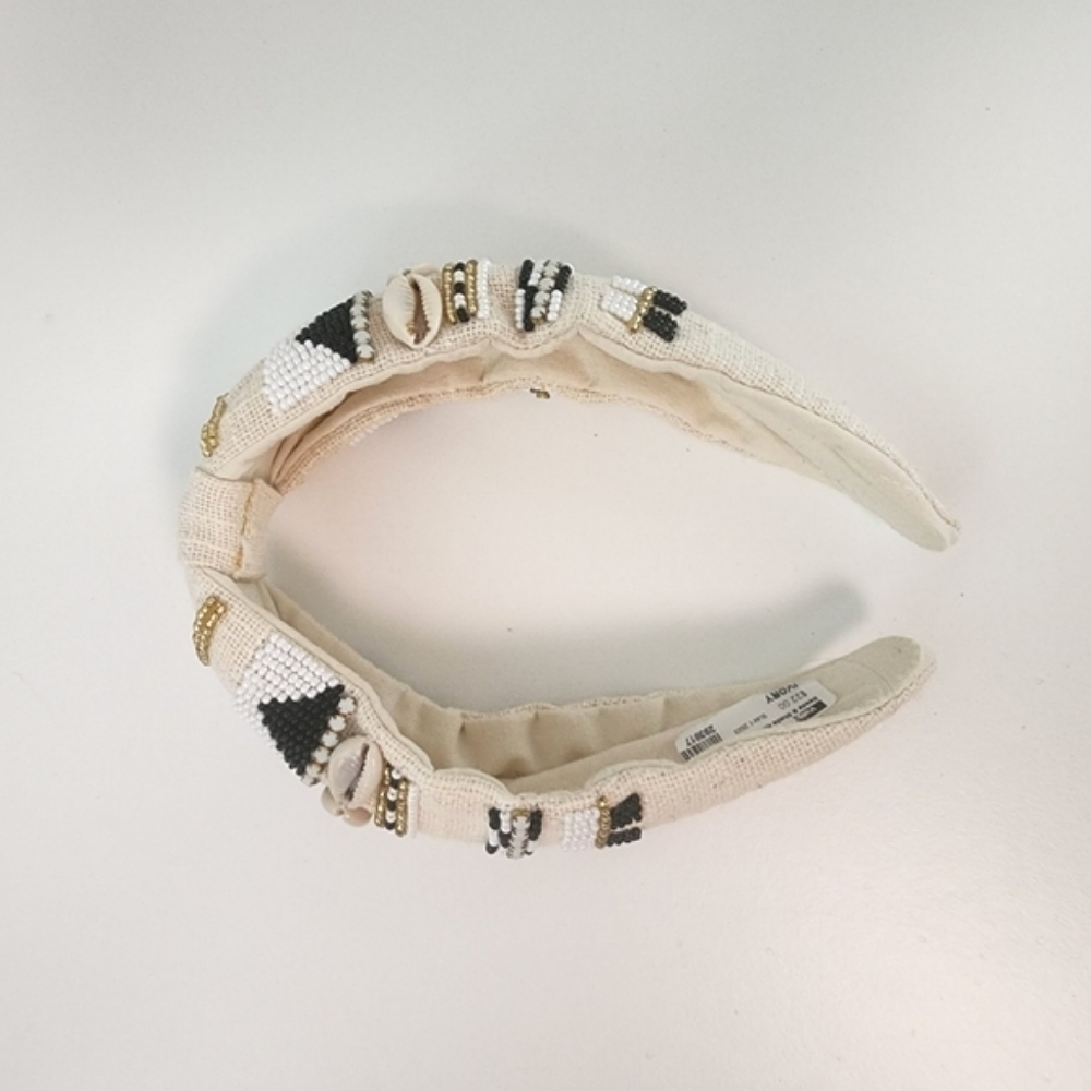 NEW Bohemian Beaded Shell Ivory Knot Headband - Picture 5 of 8